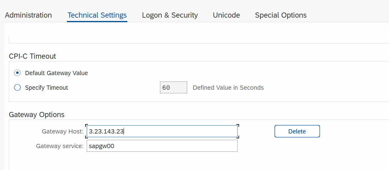 Techical Settings